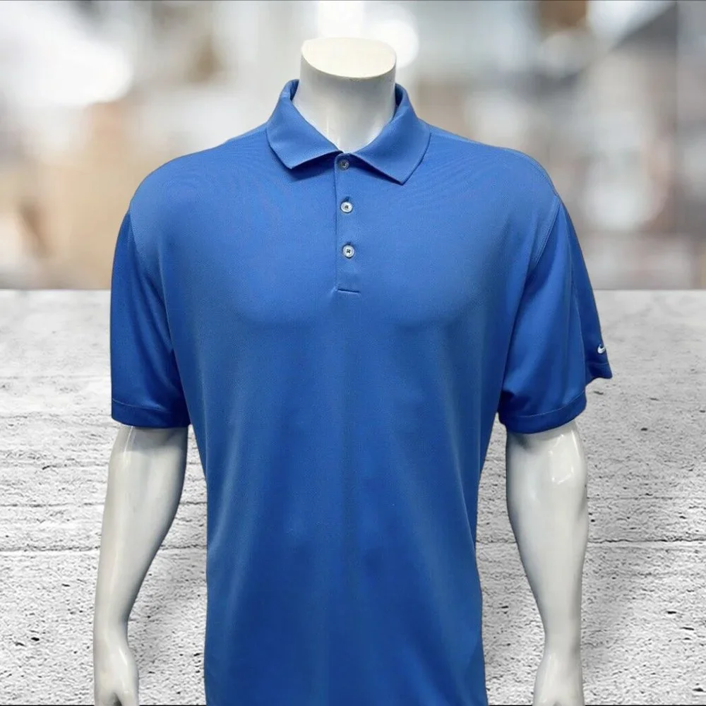 Nike Golf Dri Fit Performance Solid Carolina Blue White Men's Polo Shirt Size XL